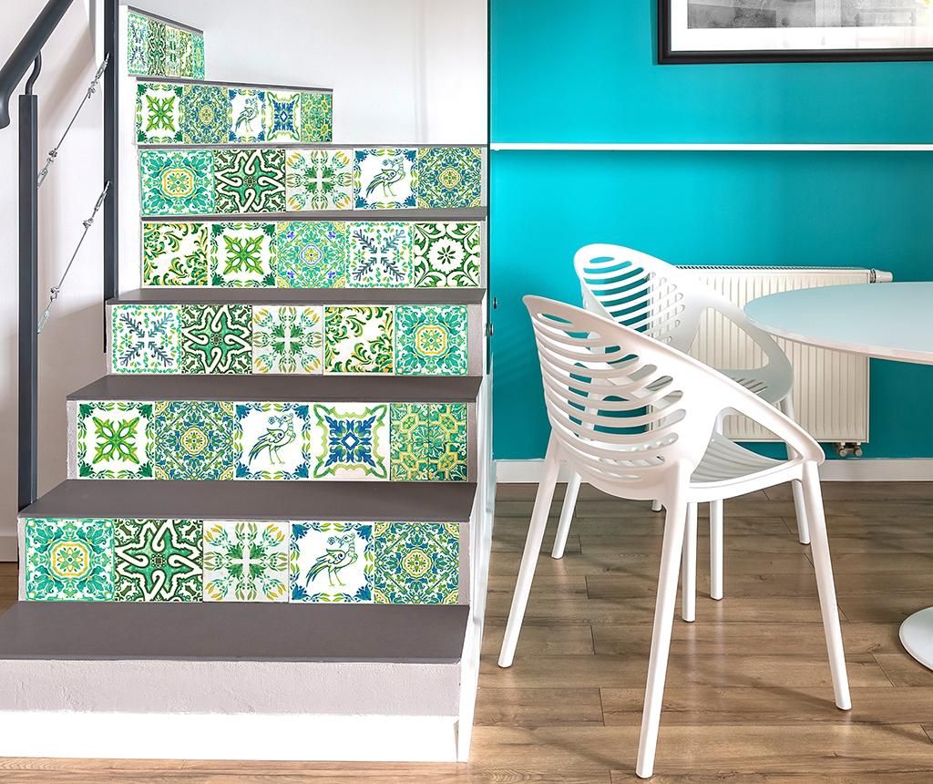 Set 24 stickere Tile Turkish Green – Wallplus, Verde vivre.ro